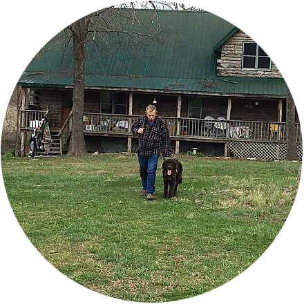 Veteran walking his dog