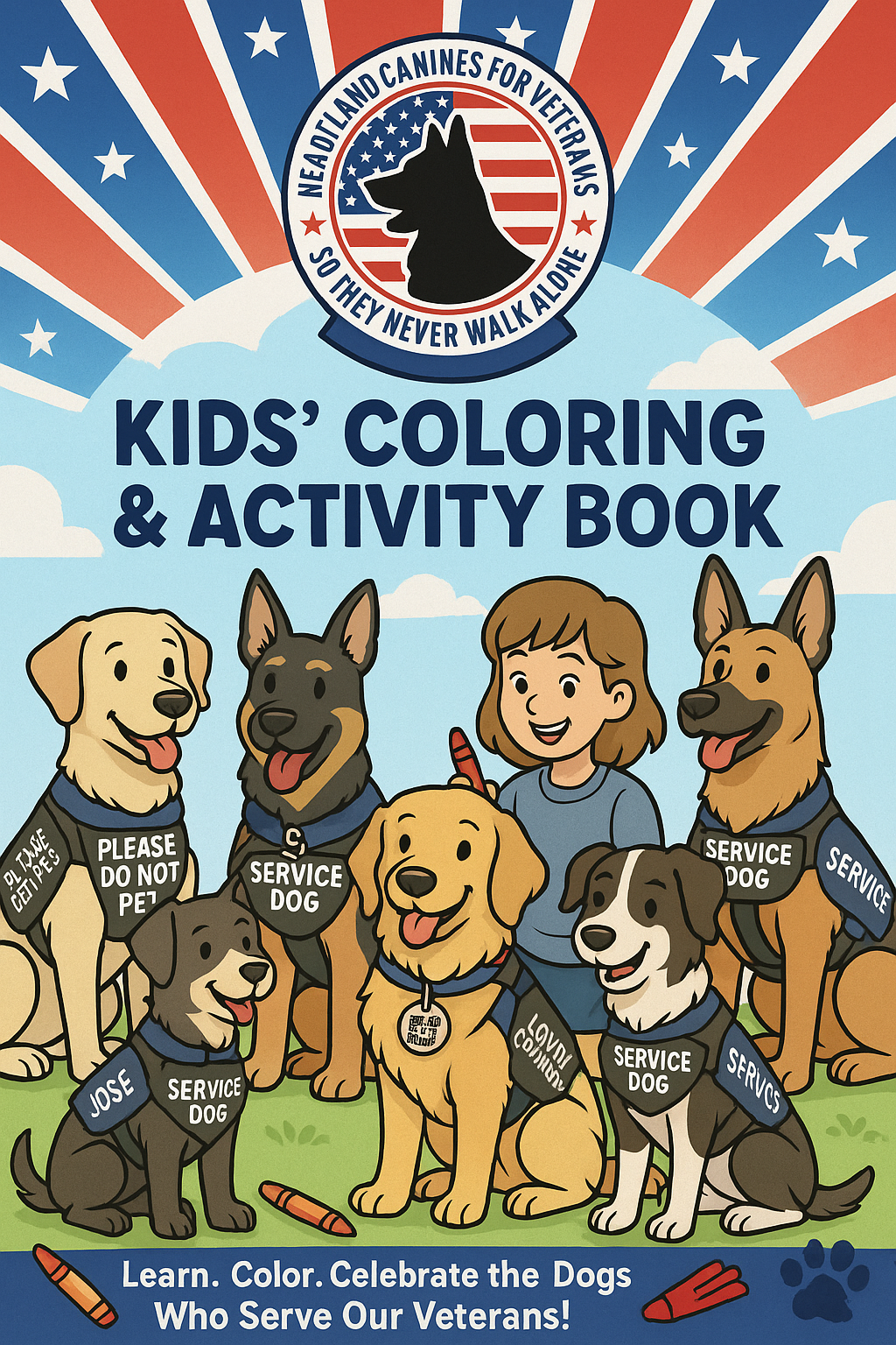 Cover of the Heartland Canines for Veterans Kids’ Coloring & Activity Book